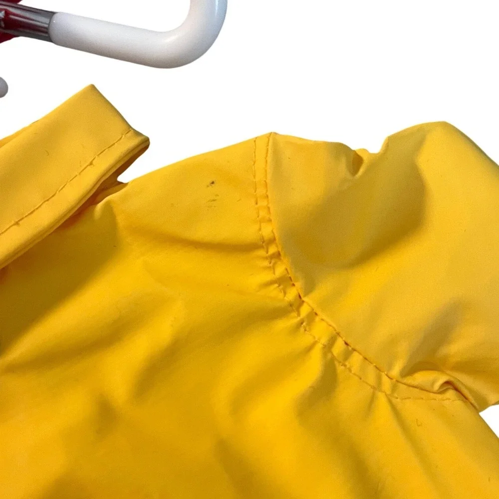 Yellow Doll Raincoat Set with Red Boots and Umbrella for 18 Inch Dolls
